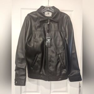 NWT GA Milano faux black leather Biker bomber jacket Men's size M made in Italy